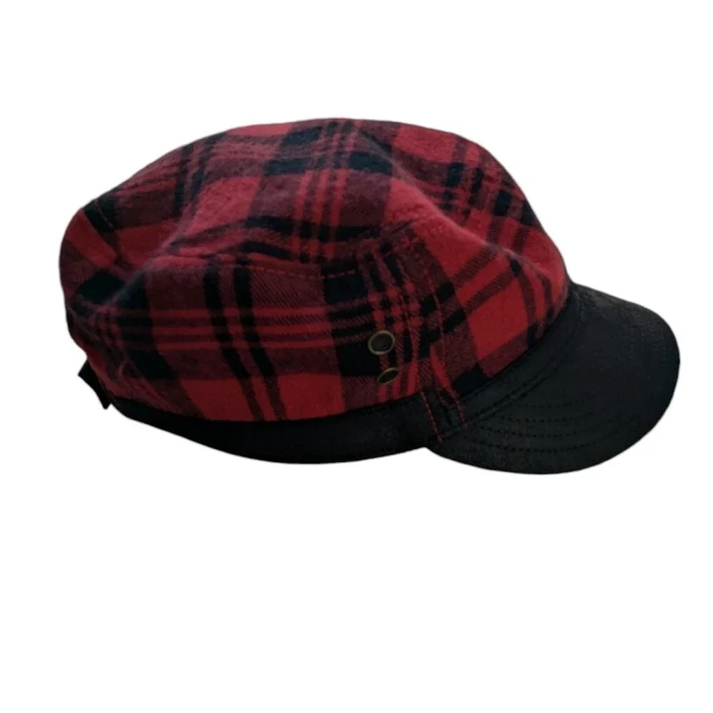 Scala Pronto Plaid Women's Hat Sz OS Red Black Cotton Cap Y-2